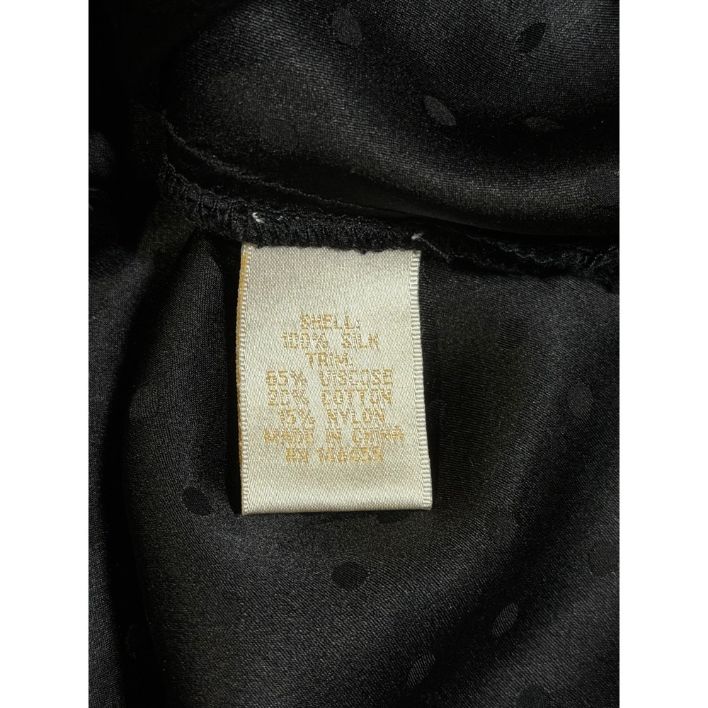 Gold Hawk Black Silk Lace Trim Polka Dot Camisole Top Small Eyelash Lace Cami - Picture 4 of 6